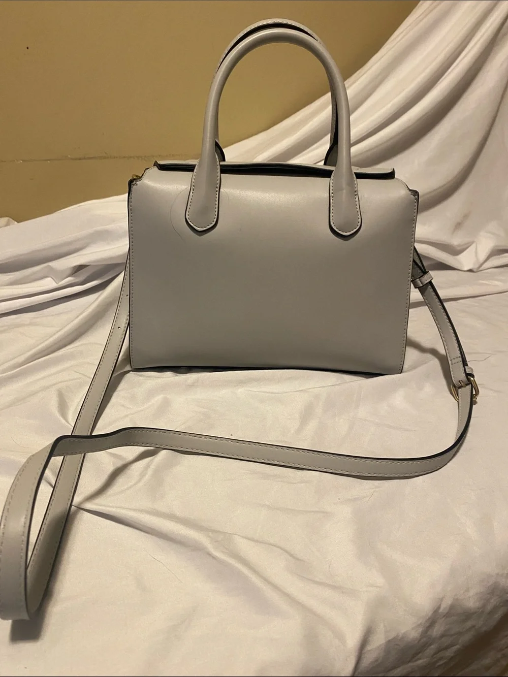 Classic Structured Satchel Bag in Light Gray